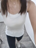 浪莎吊帶背心女帶胸墊免穿文胸可外穿內搭運動(dòng)螺紋打底衫 白色 L  曬單實(shí)拍圖