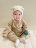 幼歌（YOUGE）冬季新品嬰幼兒小松鼠親膚保暖寬松爬服 卡其 80cm 曬單實(shí)拍圖