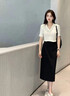 小個(gè)子半身裙女加絨加厚氣質(zhì)秋季后開(kāi)叉通勤百搭高腰裙直筒裙158 黑色【小個(gè)子款】秋款 合適身高147-157CM L 【建議100-110斤】 曬單實(shí)拍圖