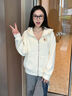 都市麗人慕斯絨外套女款2025年最新款秋冬小個(gè)子加絨加厚保暖開(kāi)衫連帽衛衣 曬單實(shí)拍圖
