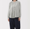無印良品（MUJI） 女式 棉紗 長袖罩衫 女士襯衫襯衣內(nèi)搭女裝25年秋季上衣BC2O7A5A 淺灰色條紋 M （160/84A） 曬單實(shí)拍圖