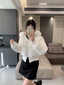 棉致大毛領(lǐng)短款羽棉絨服女2025冬季新款歐美風(fēng)收腰顯瘦減齡棉襖外套 白色 L 曬單實(shí)拍圖