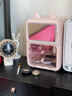 納份愛化妝品收納盒桌面高級(jí)感護(hù)膚品置物架防塵大容量梳妝臺(tái)鏡子收納柜 櫻花粉-帶鎖小冰箱化妝柜【3色LED鏡】 曬單實(shí)拍圖