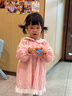 幼歌（YOUGE）嬰幼兒早春新款高級海軍領(lǐng)連衣裙粉白浪漫柔軟格紋裙潮 粉色 90 cm 曬單實(shí)拍圖