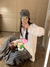 皓娥 復古豎條紋寬松闊腿褲女秋2025新款慵懶高腰垂感遮肉休閑拖地褲 【黑色-常規】帶口袋 M 曬單實(shí)拍圖