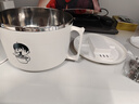 食品泡面碗宿舍學(xué)生帶蓋不銹鋼泡方便面可瀝水湯盆食堂打飯專(zhuān)用 17cm【奶白色】帶蓋泡面碗+餐具 曬單實(shí)拍圖
