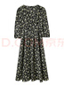 尚都比拉度假風(fēng)碎花連衣裙女夏天V領(lǐng)氣質(zhì)中長(cháng)裙收腰A字雪紡裙子 黑花 L 曬單實(shí)拍圖