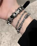 QMXD星星做舊鉚釘手鏈男嘻哈朋克搖滾手環(huán)配飾時(shí)尚個(gè)性首飾禮物送男友 黑帶五角星手鏈 曬單實(shí)拍圖
