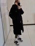 皮爾卡丹（pierre cardin）2024新款冬季黑色長(cháng)款羽絨丨棉丨服女長(cháng)過(guò)膝韓版寬松加厚連帽外套 黑色 （棉i服加長(cháng)加厚版） S 推薦105斤以下 曬單實(shí)拍圖