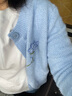 茵曼（INMAN）田園立體刺繡毛衣外套女2025秋季軟糯舒適休閑格子針織開(kāi)衫 淺藍色 M 曬單實(shí)拍圖