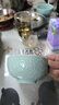 蘇氏陶瓷（SUSHI CERAMICS）青瓷釉陶瓷碗花開(kāi)富貴米飯碗湯碗6件套裝餐具 曬單實(shí)拍圖