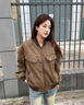 Shelley Jones美拉德短款工裝外套男士春秋季水洗潮牌棒球服美式復古哈靈頓夾克 棕色 XL [推薦120-140斤] 曬單實(shí)拍圖