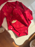 babylove嬰兒包屁衣春秋新生兒三角哈衣喜慶紅色過(guò)年衣服0-6個(gè)月寶寶爬服 曬單實(shí)拍圖