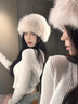 俞兆林毛絨蒙古帽子女秋冬防寒白色保暖東北盆帽護耳帽狐貍毛漁夫帽毛毛 米白色 曬單實(shí)拍圖