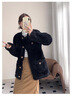 妍莉芬（yanlifen）黑色羊羔毛外套女2025年秋冬季新款寬松棉服加厚小香風(fēng)夾克大衣 【黑色】 45/55kg/M 曬單實(shí)拍圖