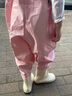臻佑（Grsaed）兒童下水褲戶(hù)外玩水服捉魚(yú)趕海半身涉水褲背帶連體鞋防水沙灘淡粉 曬單實(shí)拍圖
