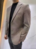 皮爾卡丹（pierre cardin）2025春秋男士西服外套韓版潮流休閑長(cháng)款修身痞帥格子毛呢西裝 卡其色 2XL 建議 150-170斤 曬單實(shí)拍圖