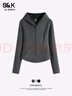 班尼路S&K系列開(kāi)衫連帽衛衣短款外套女秋冬女裝新款簡(jiǎn)約百搭運動(dòng)風(fēng)上衣 深灰#純色 L 【不易變形】 曬單實(shí)拍圖