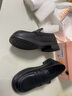 老人頭（laorentou）女鞋2025冬季新款復古厚底樂(lè )福鞋休閑單鞋女一腳蹬小皮鞋 黑色 38 曬單實(shí)拍圖