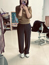 朗姿黑色高腰垂感闊腿褲顯瘦長(cháng)褲休閑褲秋季新款女士通勤褲子 黑色 L 曬單實(shí)拍圖