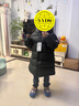 保姆鵝  兒童羽絨服寶寶中長(cháng)款護臉加厚鴨絨外套防風(fēng)保暖童裝冬裝 炭黑 130 曬單實(shí)拍圖