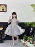 思妙星女童晚禮服大童高端輕奢小眾女孩絕美公主裙兒童主持人鋼琴演出服 銀灰色短款_01 100 曬單實(shí)拍圖