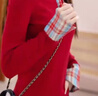 三彩獨醒2025秋季新款復古格紋polo衫上衣T恤長(cháng)袖修身學(xué)院風(fēng)F 酒紅 S 155/80A 曬單實(shí)拍圖