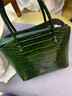 絲芙倫2026秋冬新款真皮大容量手提包高檔鱷魚(yú)紋牛皮單肩斜挎包托特包女 綠色-頭層牛皮 配真皮肩帶 曬單實(shí)拍圖