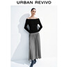 UR2026春季新款女裝簡(jiǎn)約氣質(zhì)休閑垂墜感百褶半裙UWB550002 黑色 M (M-L) 曬單實(shí)拍圖
