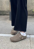 依思 Q（exull）勃肯鞋女半拖2025爆款秋冬軟底百搭外穿包頭拖鞋女防滑一腳蹬女鞋 沙色 真皮材質(zhì)【工藝升級款】 37 曬單實(shí)拍圖