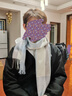 俞兆林尖貨澳洲wool純羊毛圍巾女冬季感新款百搭保暖圍脖生日禮物禮盒 湖藍咖格-1 曬單實(shí)拍圖