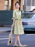 穆夏百合假兩件襯衫連衣裙女2025夏季新款女裝休閑高級感穿搭一整套小個(gè)子 果綠色 XL 126斤-145斤 曬單實(shí)拍圖