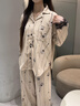 妮狄婭新款睡衣女秋季柔軟棉長(cháng)袖開(kāi)衫款復古花卉春秋季氣質(zhì)家居服套裝 燕麥卡其TF25328 L (165) 【參考體重105-125斤】 曬單實(shí)拍圖