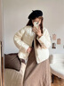 森馬（Semir）羽絨服女冬季輕薄90絨子花苞假兩件2025新款疊穿寬松撞色上衣 白色調（白鴨絨）00311 S 曬單實(shí)拍圖