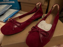 百思圖2025秋季新款牛皮紅色淺口單鞋蝴蝶結通勤船鞋女鞋C2201CQ5 紅色 37 曬單實(shí)拍圖