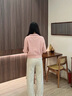 朵以（Duoyi）2025冬季新款韓系休閑甜美正肩顯瘦拉鏈毛衣上衣短款針織外套 薔薇粉 M 曬單實(shí)拍圖