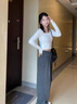 燦圖韓系糯米闊腿休閑褲女春秋季高腰垂感寬松顯瘦慵懶風(fēng)小個(gè)子直筒褲 深灰色 （薄款） L 【建議110-120斤】 曬單實(shí)拍圖
