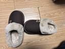 奧康（Aokang）棉拖鞋男士秋冬季居家室內保暖7A級抗菌防滑pu皮加絨厚底老人棉拖 曬單實(shí)拍圖