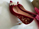 卡帝樂(lè )鱷魚(yú)（CARTELO）國風(fēng)紅色婚禮新娘鞋女士秀禾婚紗兩穿敬酒服新款中式尖頭高跟鞋女 紅色 6cm 37 曬單實(shí)拍圖