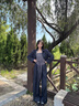 艾美琦美（AIMEIQIMEI）大碼女裝胖妹妹秋季2025新款長袖外套打底吊帶休閑長褲女三件套裝 藍色套裝 2XL [建議140-160斤] 曬單實拍圖