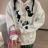 棉致可愛(ài)小貓刺繡連帽衛衣女秋冬季新款加絨加厚寬松上衣外套長(cháng)袖帽衫 6547花灰色【加絨高品質(zhì)】 L 100-120斤 曬單實(shí)拍圖
