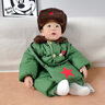 迪士尼（Disney）軍大衣兒童套裝加絨軍綠色嬰兒棉衣加厚寶寶棉服東北小孩冬季衣服 軍大衣_分體款送帽子包包 73 cm 建議15-18斤 曬單實(shí)拍圖