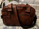 慢時(shí)光歐美風(fēng)真皮旅行包電腦包頭層牛皮行李包出差手提包男單肩包健身包 淺棕色 曬單實(shí)拍圖