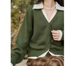 謎秀針織開(kāi)衫女春秋V領(lǐng)毛衣外套女寬松百搭顯瘦上衣 綠色 常規 S 曬單實(shí)拍圖