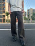 有志者（UZIS）美式直筒運動(dòng)長(cháng)褲男款秋冬加絨加厚籃球針織彎刀馬吉拉褲子拉 淺花灰 L 曬單實(shí)拍圖