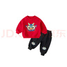 嘟嘟家【國風(fēng)新年】?jì)和菽攴籽b冬季男童唐裝寶寶衛衣褲子兩件套童裝 米白+紅色 110 曬單實(shí)拍圖