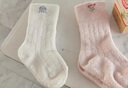 斐月伽兒童襪子秋冬款加厚加絨嬰兒長(cháng)筒襪男童女童珊瑚絨寶寶地板襪 粉白組 0-6月 (S) 曬單實(shí)拍圖
