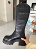 天美意女靴長(cháng)筒靴高靴厚底彈力靴v口女騎士靴時(shí)尚女鞋KTX14DG4 黑色 36 曬單實(shí)拍圖