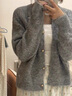妙奕嘉外套女秋季針織開(kāi)衫毛衣女長(cháng)袖上衣2025新款外搭灰色小香風(fēng)洋氣款 小香風(fēng)金屬扣針織開(kāi)衫 均碼 曬單實(shí)拍圖