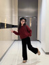 moonkids紅色毛衣女童2025新年衣服兒童拜年服喜慶冬裝加厚毛衣套裝秋冬季 19741紅色 170 170cm 曬單實(shí)拍圖